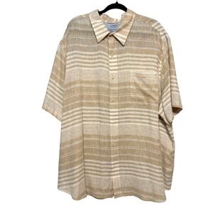 Chaps Coastal Grandpa Linen Shirt Men 4XB Relaxed Vacation Ready Minimalist